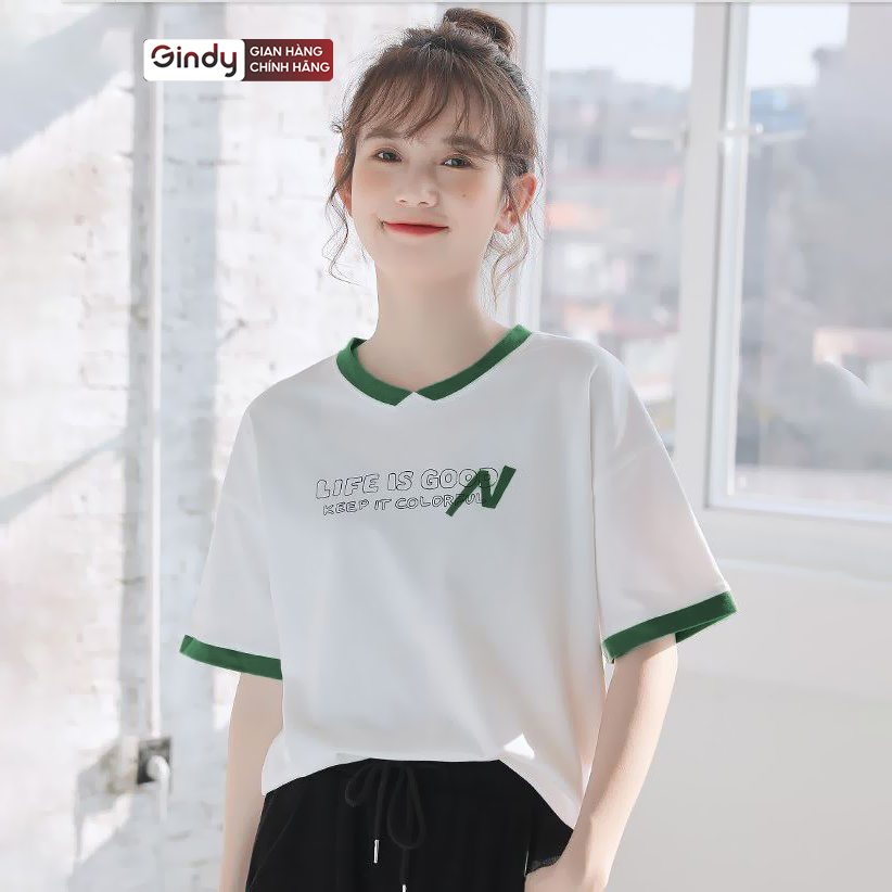 Áo thun unisex form rộng tay lỡ vải 100% cotton mát co giãn phông Life basic mẫu mới 2022 GINDY A010