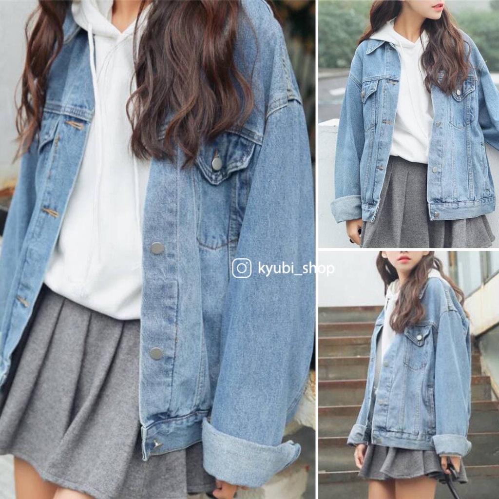 Áo khoác jean nữ ulzzang form rộng có túi trong tiện dụng - Kyubi Jean Jacket AKJ21