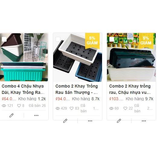 Combo 2 Chậu Nhựa Dài Trồng Rau + Lưới nhựa thông minh