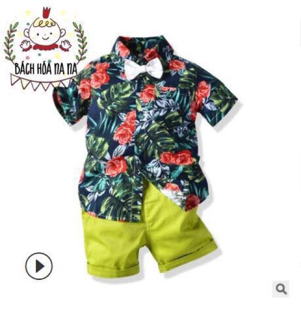 COMBO FULL SET Bộ quần áo bé trai Phong cách Hawai (Hàng loại 1) Cotton Thấm hút mồ hôi tốt - Nana Shop