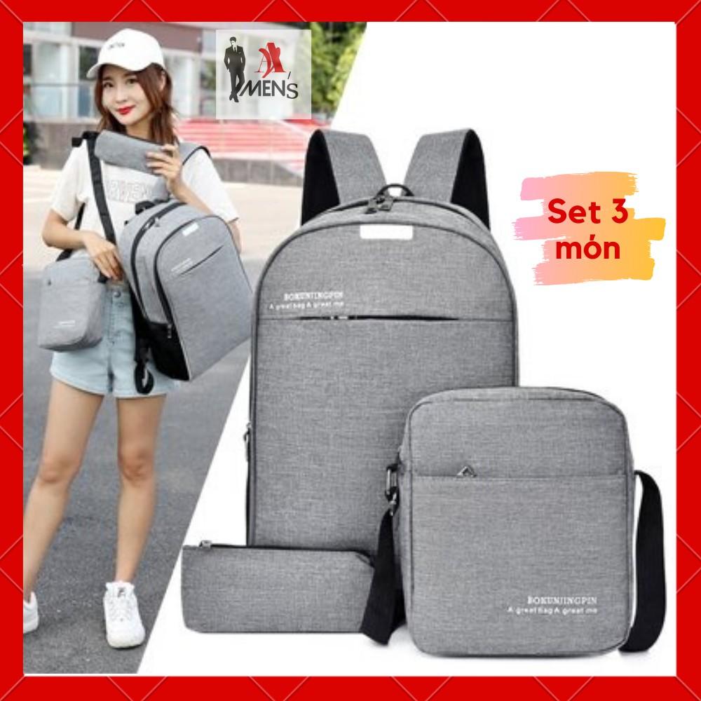 Balô nam ️Set 3 món️ Balô nam - túi đeo chéo - ví đựng chất vải polyester cao cấp