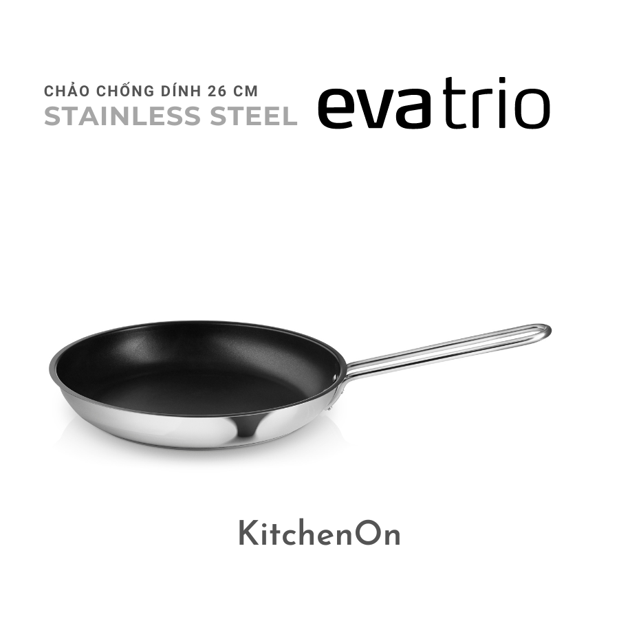 Chảo 26cm phủ Slip-Let, dòng thép không gỉ. Nhãn Eva Trio, Đan Mạch