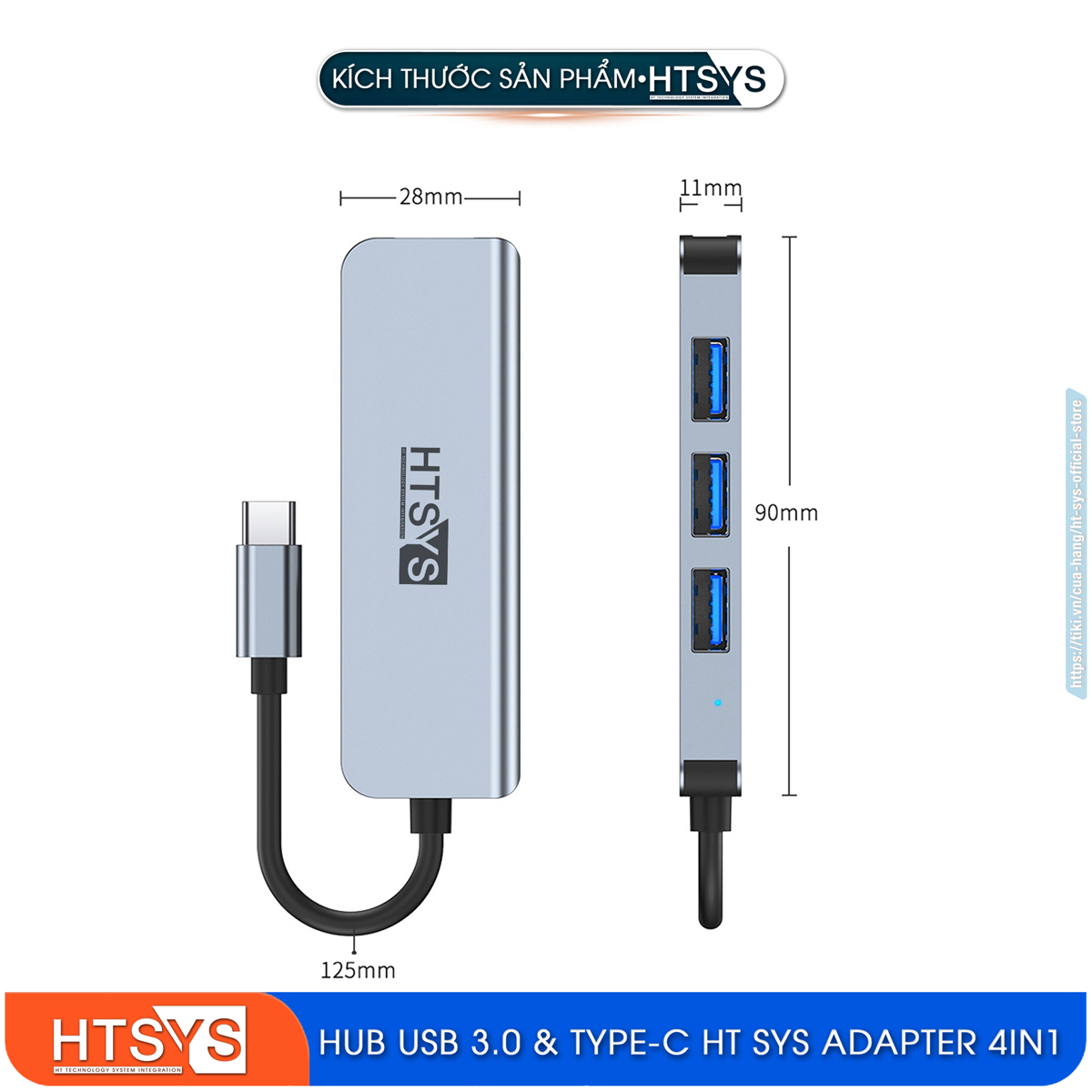 Hub Chuyển Đổi USB Type C HT SYS 4 in 1 To USB 3.0 - Hàng Chính Hãng