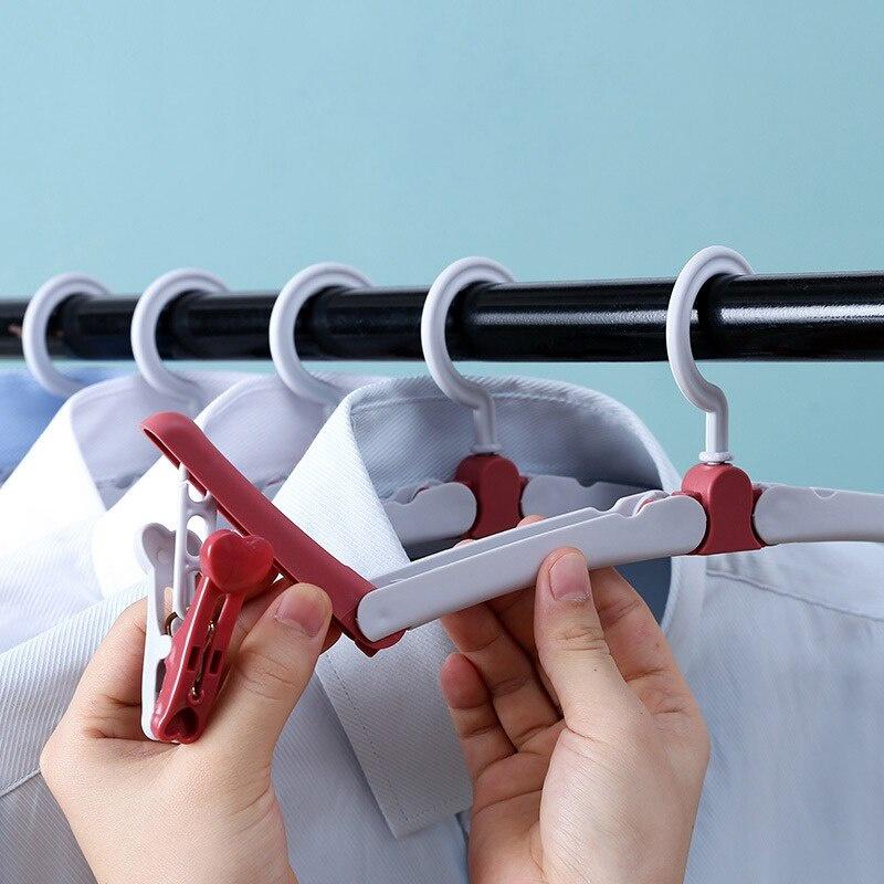 6 Pcs Travel Hangers with Clips Portable Folding Clothes Hangers for Scarves Suits Trousers Pants Shirts Socks Underwear Hanger
