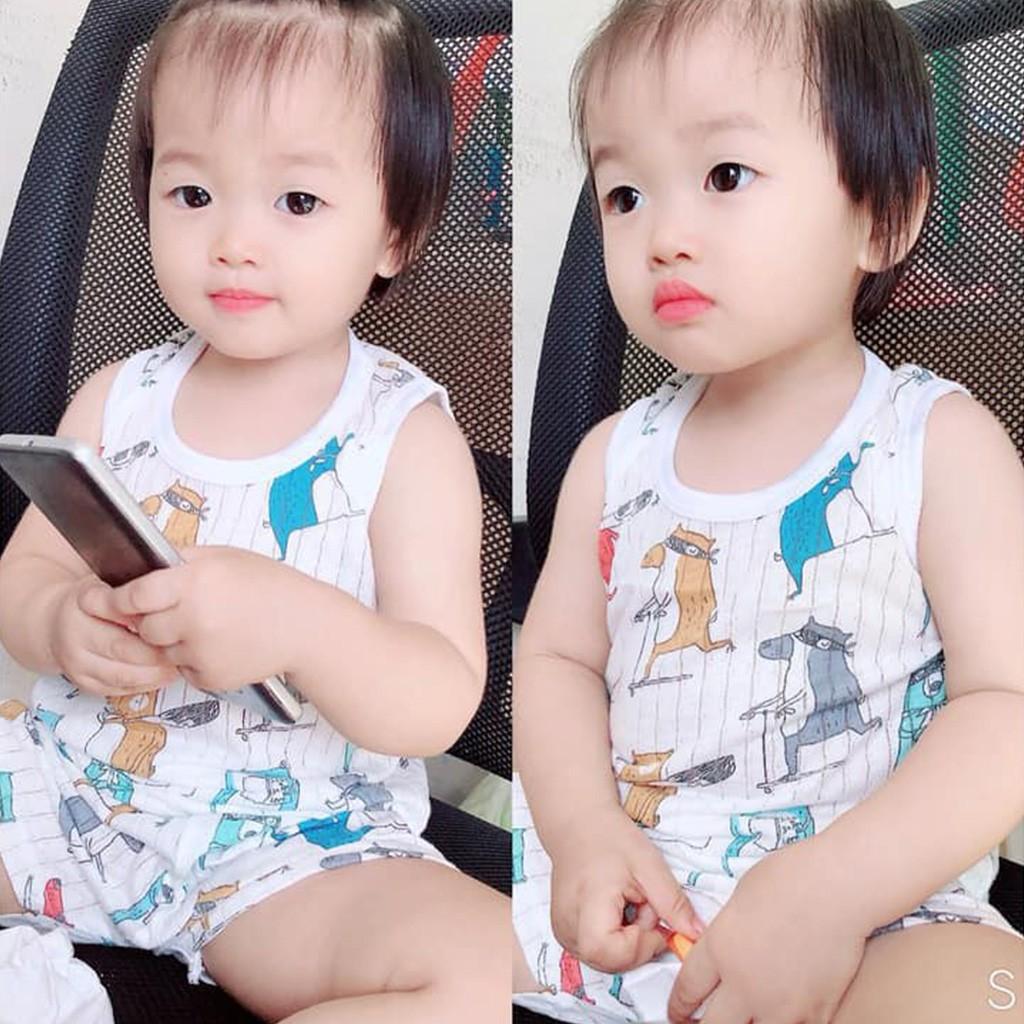 Bộ cotton giấy ba lỗ cho bé trai bé gái sơ sinh, hàng đẹp cực mát