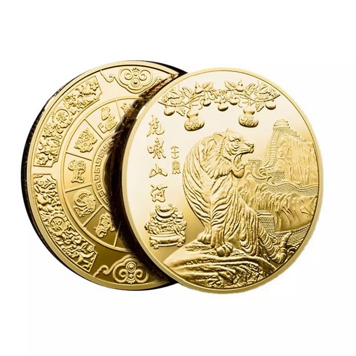 Xu Hình Con Hổ Gầm Của Hongkong, Dùng trưng bày trong nhà, trên bàn sách, bàn làm việc, làm quà tặng độc lạ ý nghĩa, kích thước 4cm, màu vàng - TMT Collection - SP005341