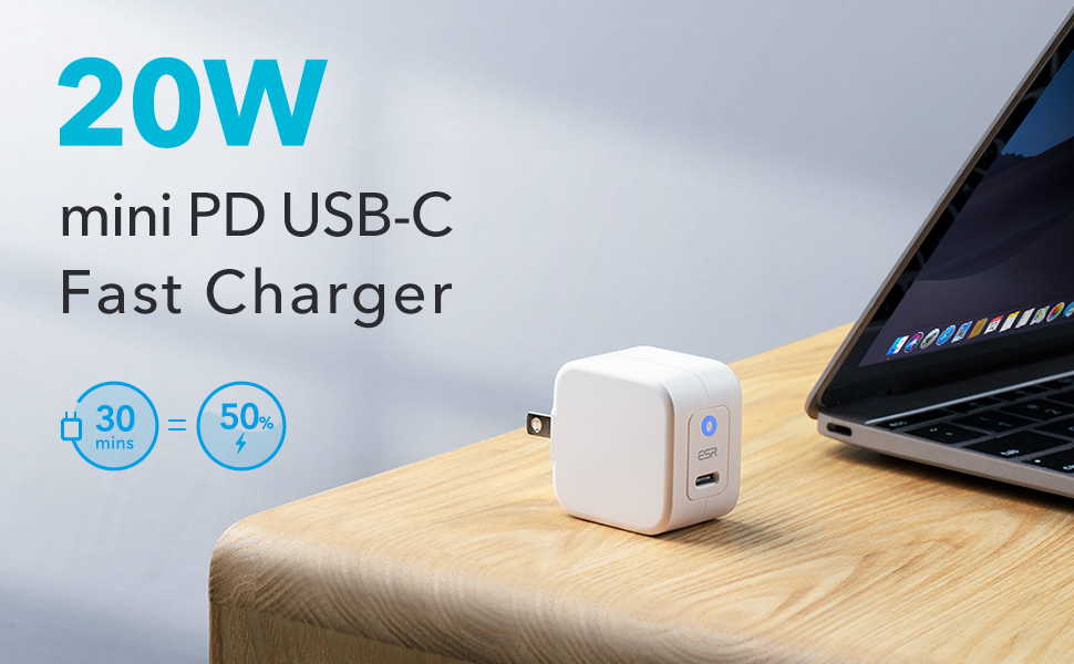 Adapter Sạc Nhanh Cổng USB Type-C 20W ESR Mini Charging- Hàng Chính Hãng