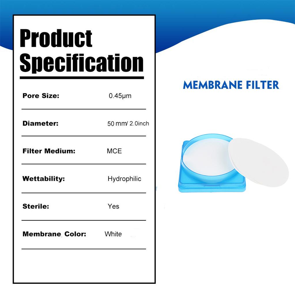 Pack of 50 Pcs Microbiological Filter Membranes Filters, Inorganic Solutions, 0.45um