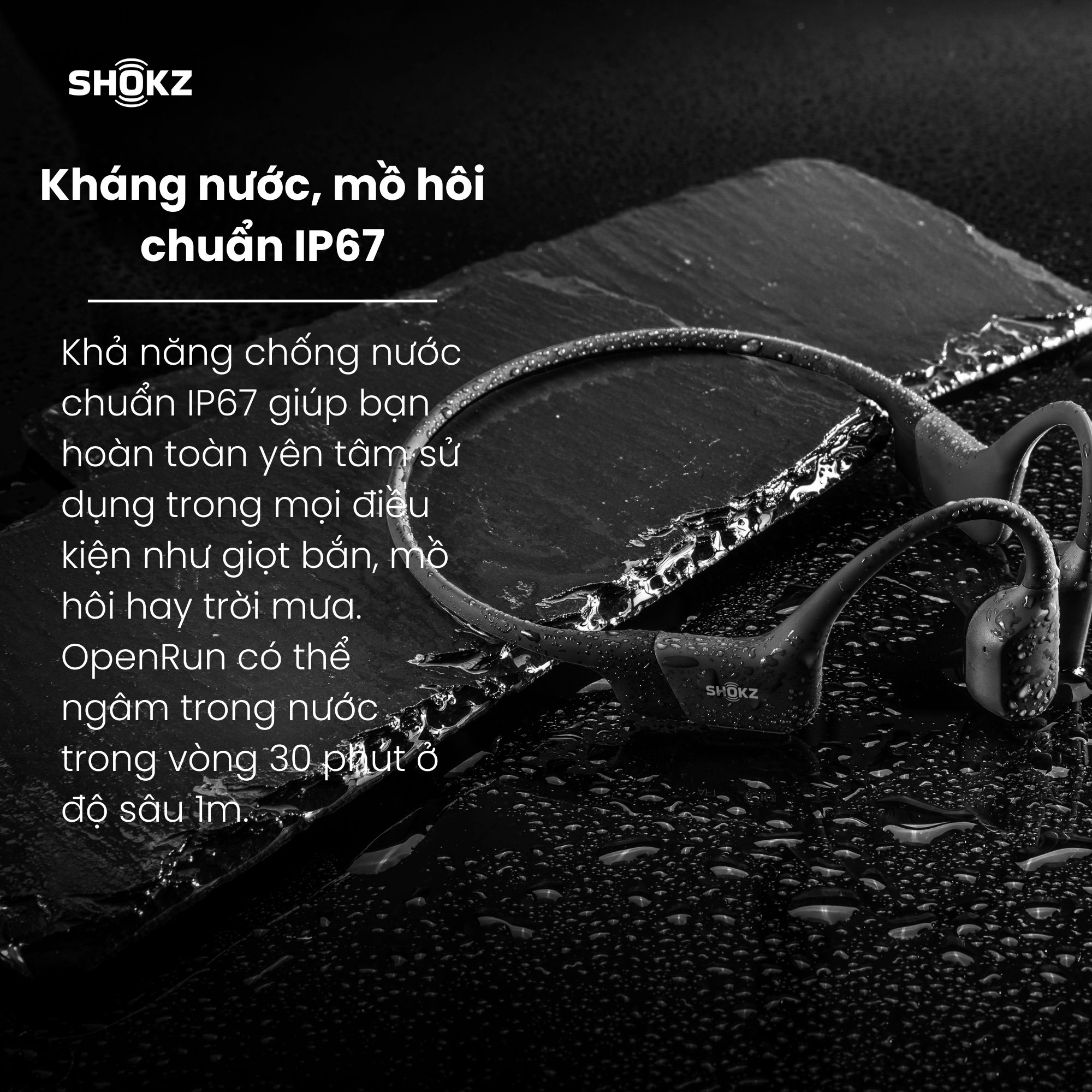 Tai Nghe Bluetooth Thể Thao Dẫn Truyền Âm Thanh Qua Xương SHOKZ OPEN RUN MINI S803 Màu Đen - Hàng Chính Hãng