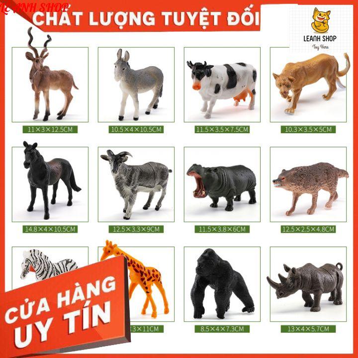 Đồ chơi mô hình con vật cho bé khám phá thế giới, bộ thế giới động vật và cây cối 58 chi tiết có hộp đựng