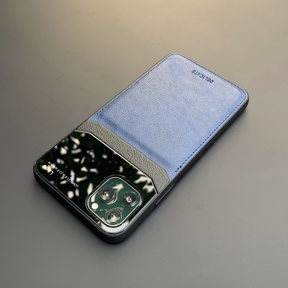Ốp lưng da kính cao cấp dành cho iPhone 11 Pro - Màu xanh - Hàng nhập khẩu - DELICATE