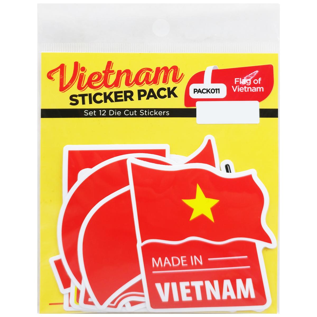 Bộ 12 Sticker Hình Lá Cờ Việt Nam - Stickerfactory