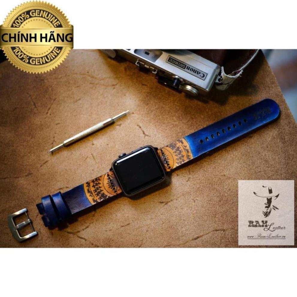 DÂY ĐỒNG HỒ TRỐNG ĐỒNG DA BÒ THẬT VEGTAN XANH NAVY - RAM SIMPLE - HÀNG CHÍNH HÃNG