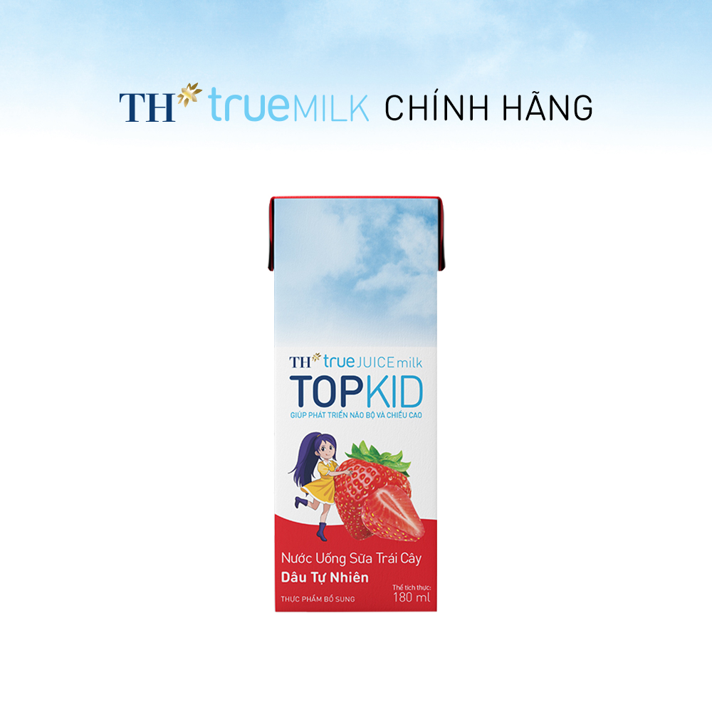 Thùng 48 hộp sữa trái cây TOPKID hương dâu tự nhiên TH True Juice Milk 180ml (180ml x 48)