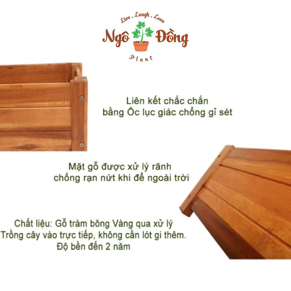 Chậu Gỗ Trồng Cây Cảnh Chậu Hoa D40cm Trang Trí Nhà Cửa Ngoài Vườn Bằng Gỗ Trầm Bông Vàng Màu Nâu Tự Nhiên