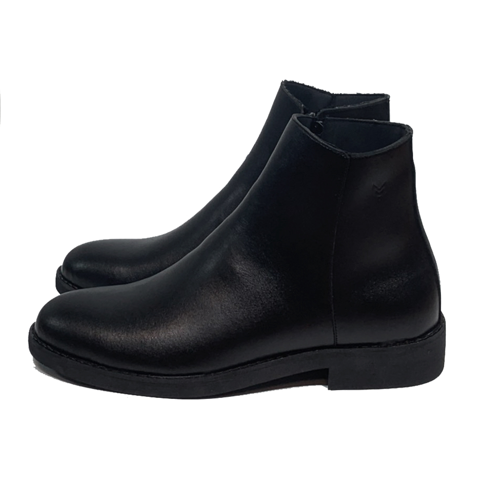 Giày cao cổ nam Chelsea Zip Boots MAD Black da bò nhập khẩu cao cấp chính hãng