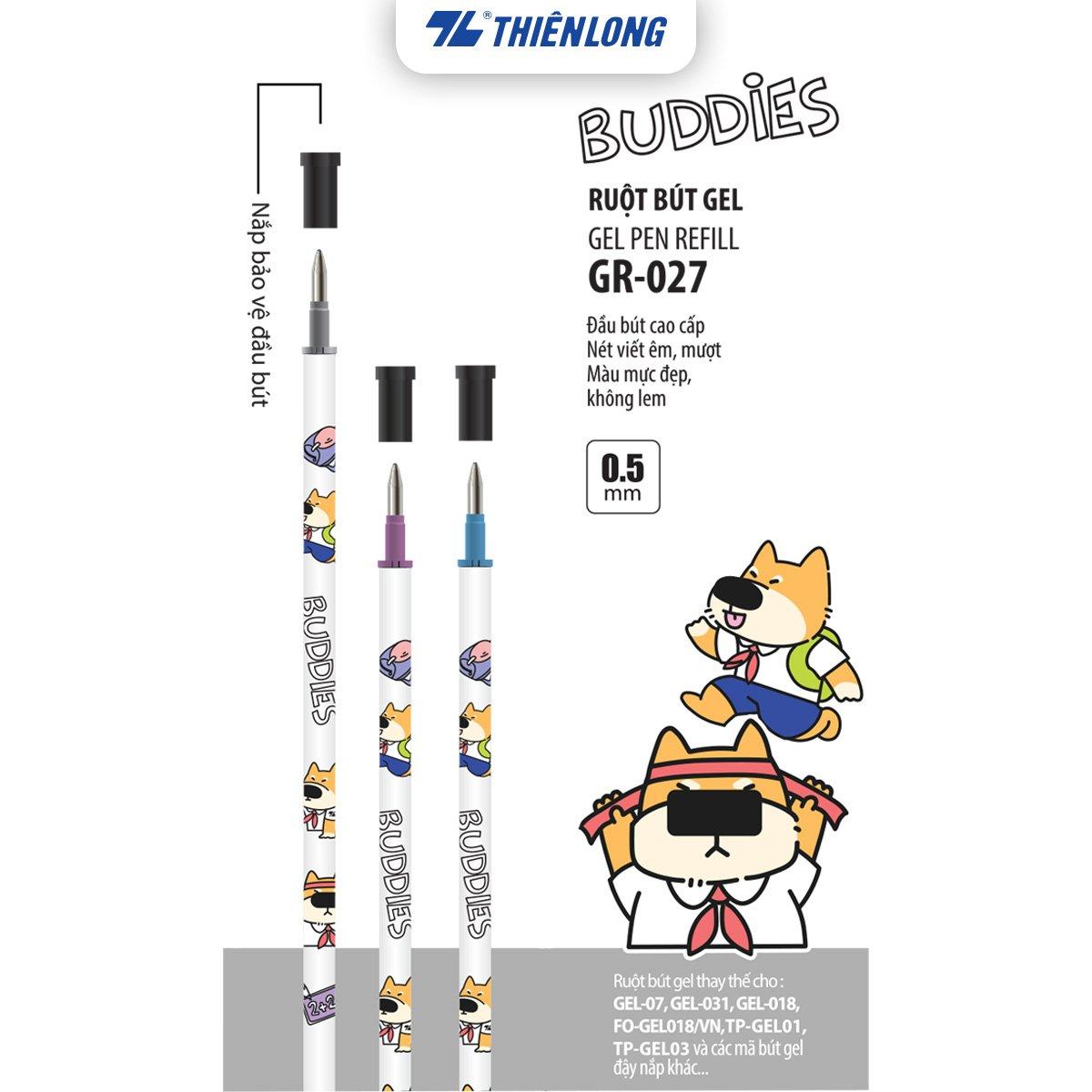 Combo 5/10/20 Túi 02 Ruột bút gel Buddies Thiên Long GR-027