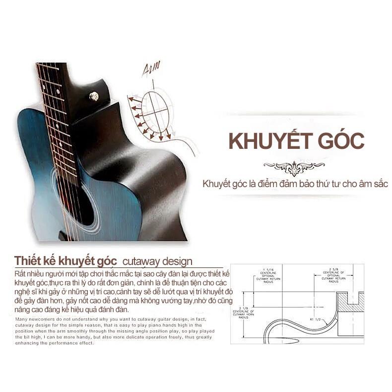 Đàn guitar acoustic dành cho người mới tập chơi， Khẩu âm thanh tự nhiên và chân thật, có độ bền cao, dễ dàng sử dụng cho