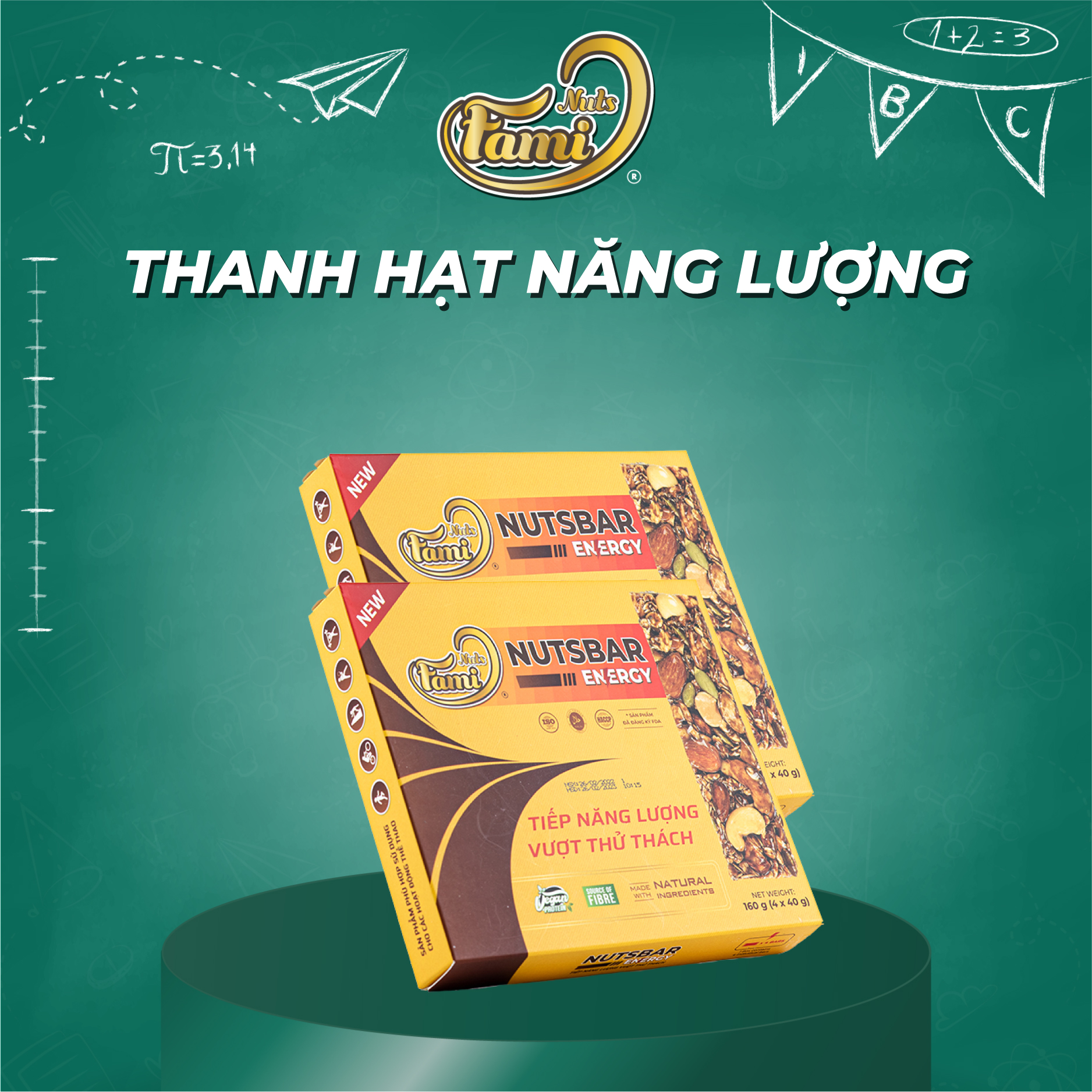 Thanh Hạt Năng Lượng FAMINUTS Vị Táo Đỏ, Cacao, Mật Ong, Cà Phê Nutsbar Energy Hộp 4 Thanh 160g - Thực Phẩm Tiếp Năng Lượng Lành Mạnh