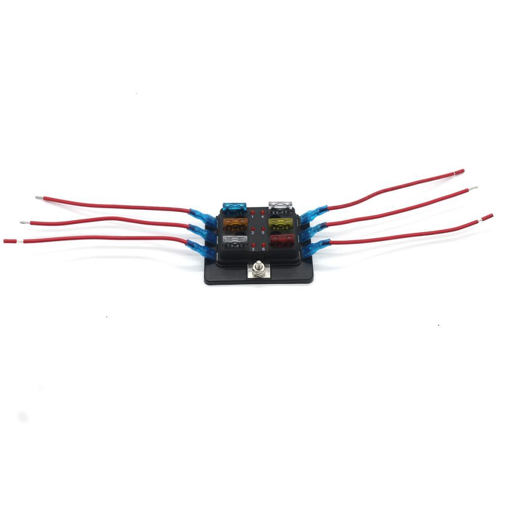 6 Way Circuit Automotive Car Boat Blade Fuse Box Block Holder with Cover