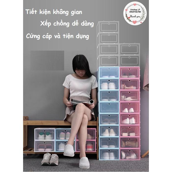 Hộp Đựng Giày Dép Nắp Nhựa Cứng Trong Suốt, Size lớn Chịu Lực 4kg