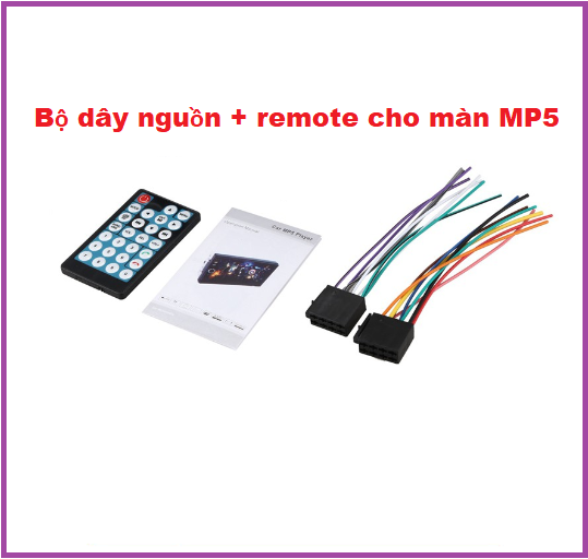 Bộ dây nguồn và điều khiển remote cho màn MP5, màn 2 DIN ô tô, xe hơi