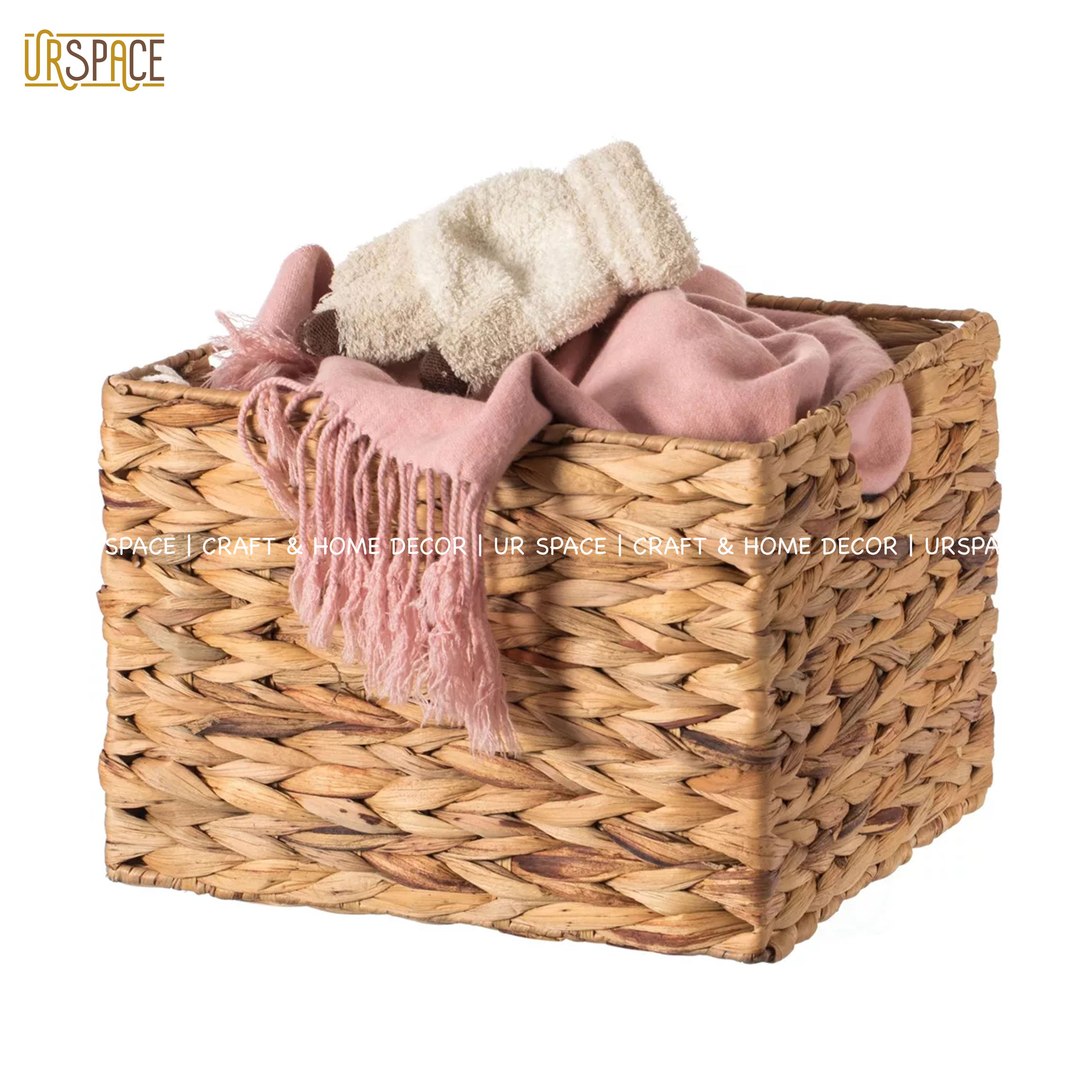 Giỏ cói chữ nhật URSPACE đựng sách báo, đồ chơi, gối khăn, trang trí decor phong cách mộc mạc / RECTANGLE HYACINTH BASKET