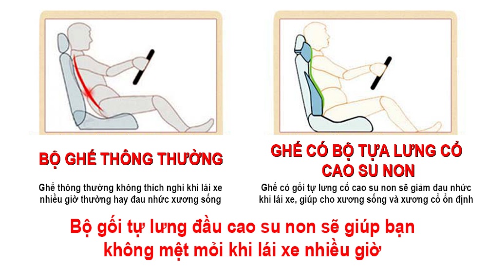 Gối tựa đầu ô tô chất liệu cao su non hoạt tính cao cấp A09 - Màu kem