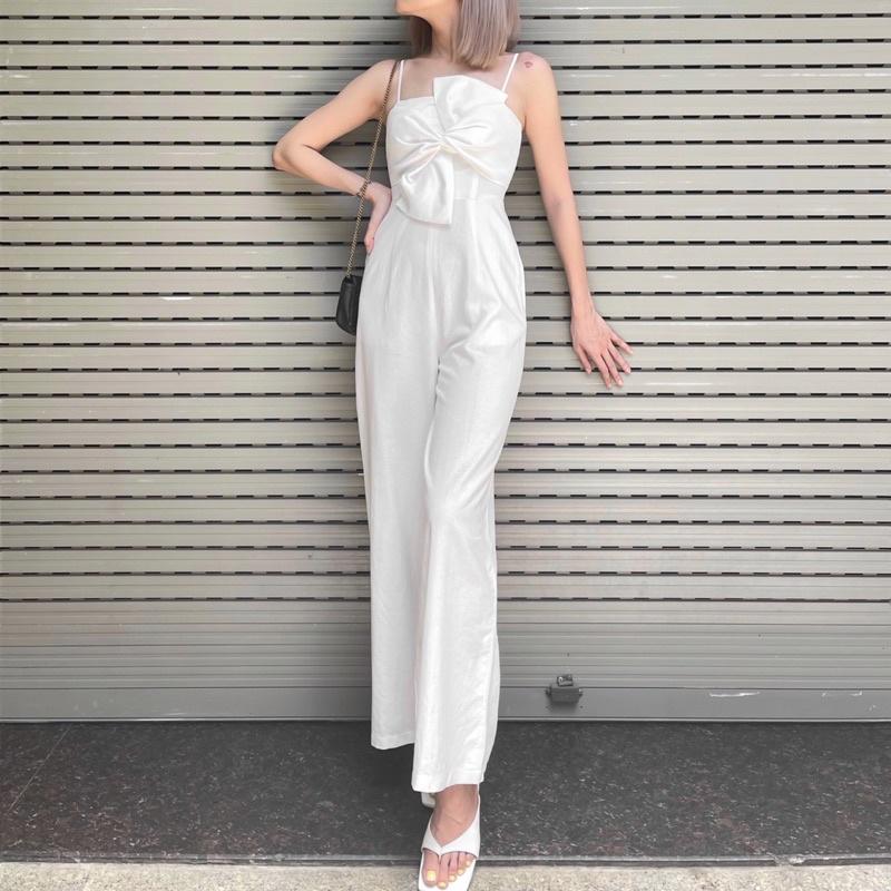 CHERLIN JUMPSUIT- Jumpsuit quần dài hoạ tiết nơ trước ngực