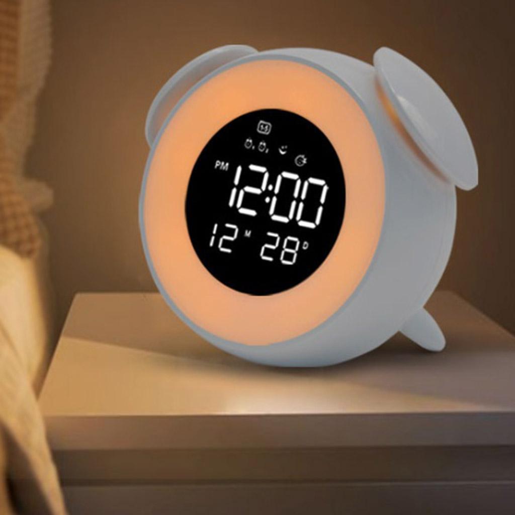 LED Digital Alarm Clock Light Sunrise Night Lamp for Kid Room White