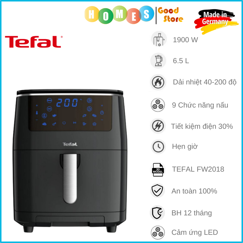 Nồi Chiên Hơi Nước Kiêm Hấp, Nướng, Chiên TEFAL FW2018 Easy Fry Grill & Steam 3-IN-1, Nhập Khẩu Đức Dung Tích 6.5L, 9 Chức Năng Công Suất 1900W - Hàng Nhập Khẩu