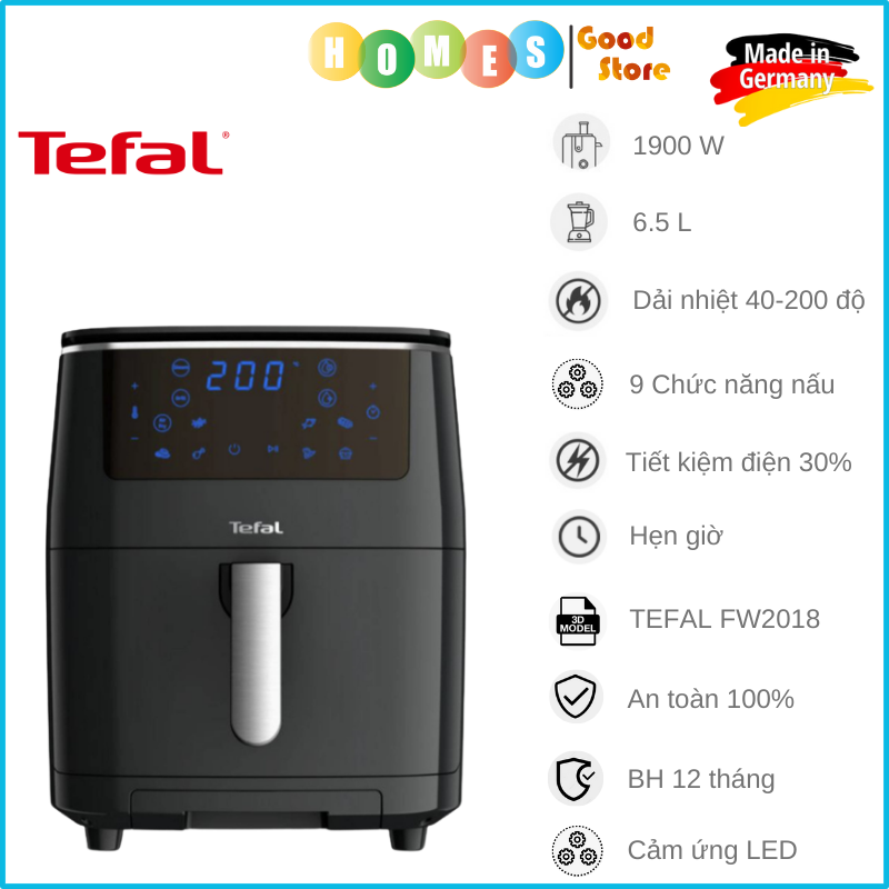 Nồi Chiên Không Dầu TEFAL FW2018 Nhỏ Gọn Đa Năng Dung Tích 4.3 Lít Công Suất 1500 W - Hàng Chính Hãng