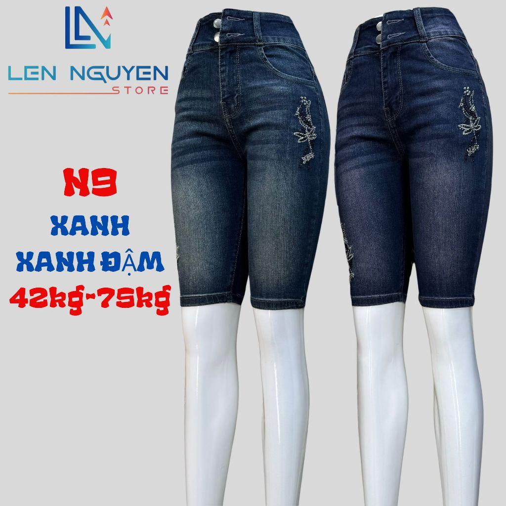 N9_Quần jean nữ, 5 tất, lưng cao, quần bò nữ dáng ôm, quần rin nữ có big size, cho 42kg đến 75kg,LEN NGUYEN STORE - Xanh