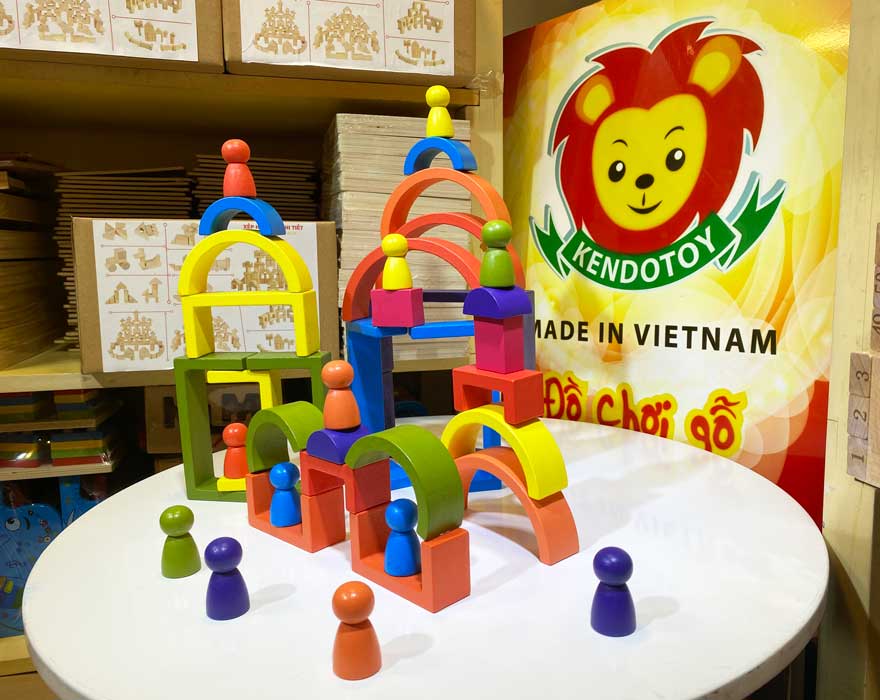 Bộ xếp hình cầu vồng khối xây dựng tạo hình Montessori, đồ chơi xếp hình 3D, giáo cụ mầm non