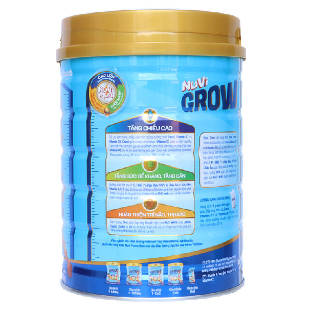 2 hộp Sữa Nuvi GROW 4 900g của Nutifood, phát triển chiều cao tối ưu cho trẻ từ 2 tuổi trở lên. Tặng khăn mặt cotton mềm min