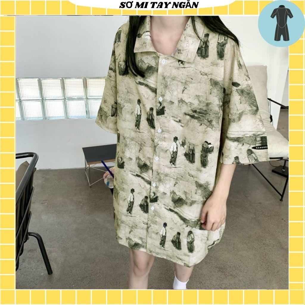 Áo sơ mi tay ngắn from rộng unisex nam nữ , sơ mi nam nữ vải voan lụa mịn mát free size 40kg - 70kg