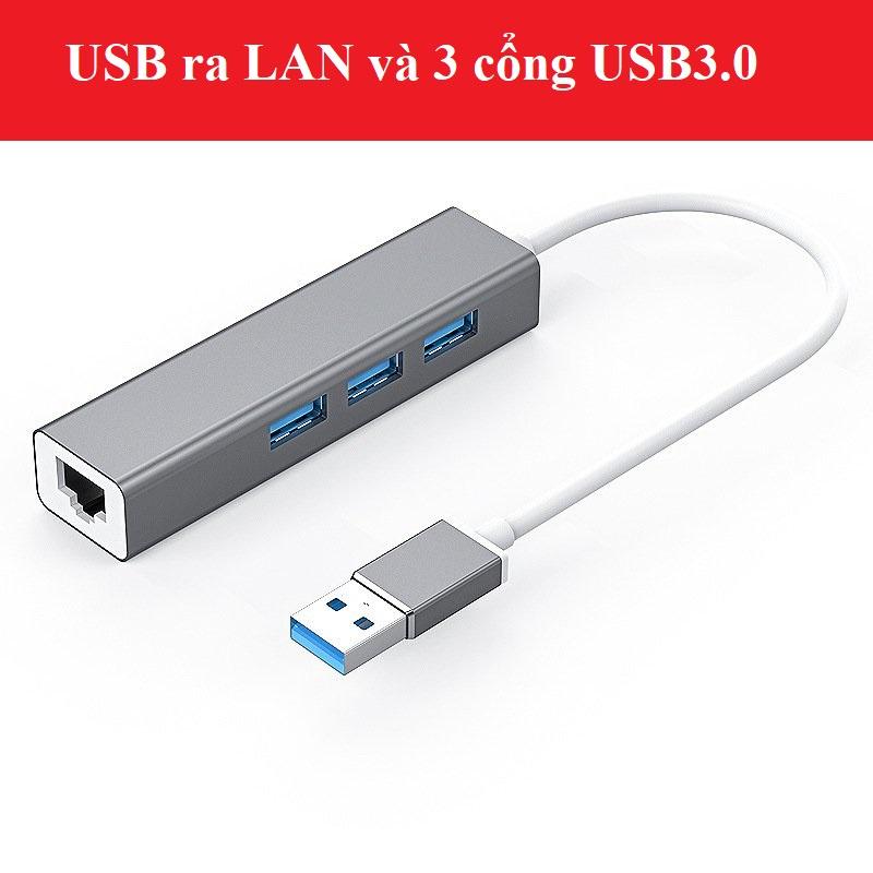 HUB chuyển đổi USB 3.0 sang LAN 1000Mbps và 3 cổng USB 3.0 vỏ nhôm