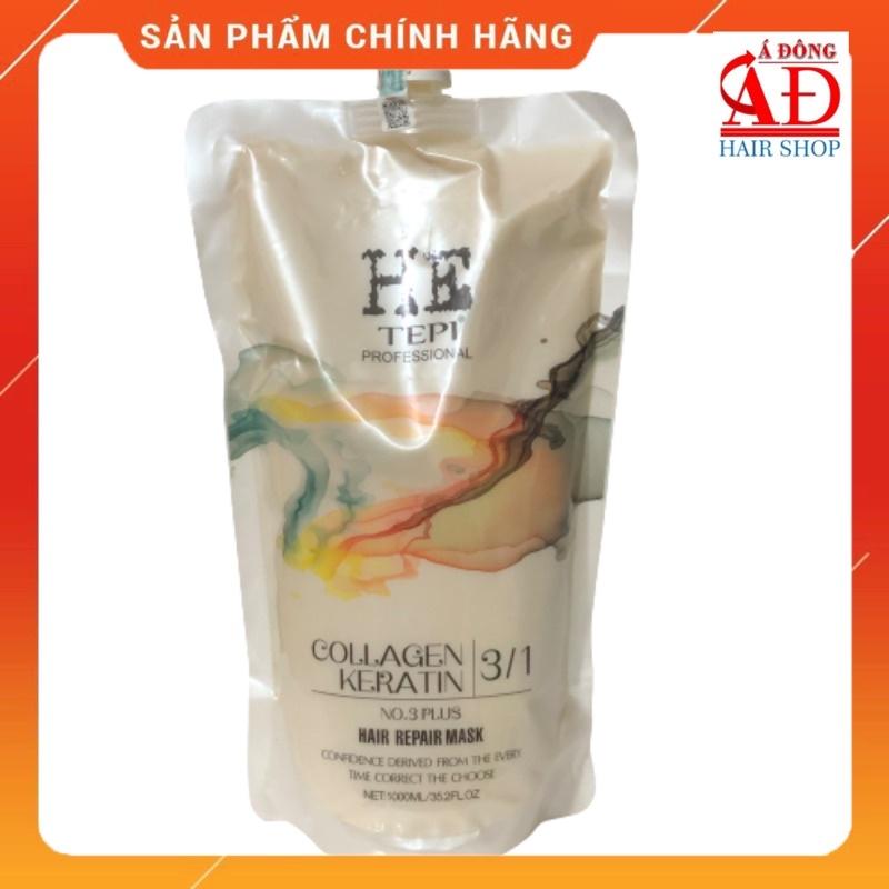 Hấp dầu phục hồi tóc He Tepi Collagen Keratin 3 in 1 siêu mềm mượt 1000ml
