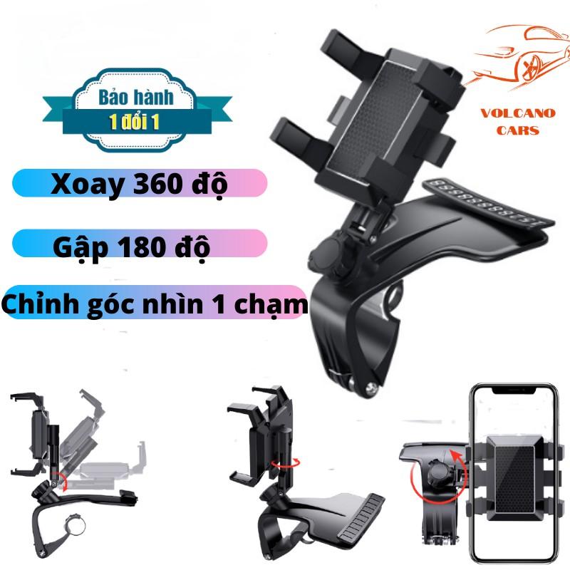 Giá đỡ kẹp điện thoại vô lăng để trên xe hơi ô tô xoay 360 độ chống rung treo đa điểm trên taplo, gương chiếu hậu