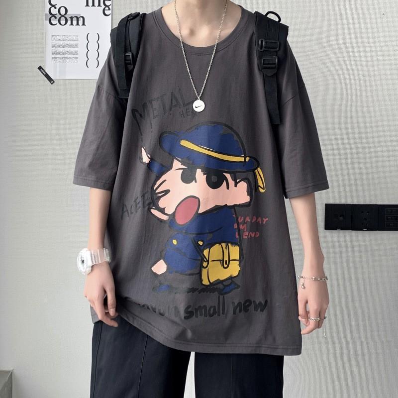 Áo phông nam nữ unisex basic tee form rộng thun cổ tròn cotton oversize trắng đen ulzzang giá rẻ in cool ngầu SHIN CẬU BÉ BÚT CHÌ