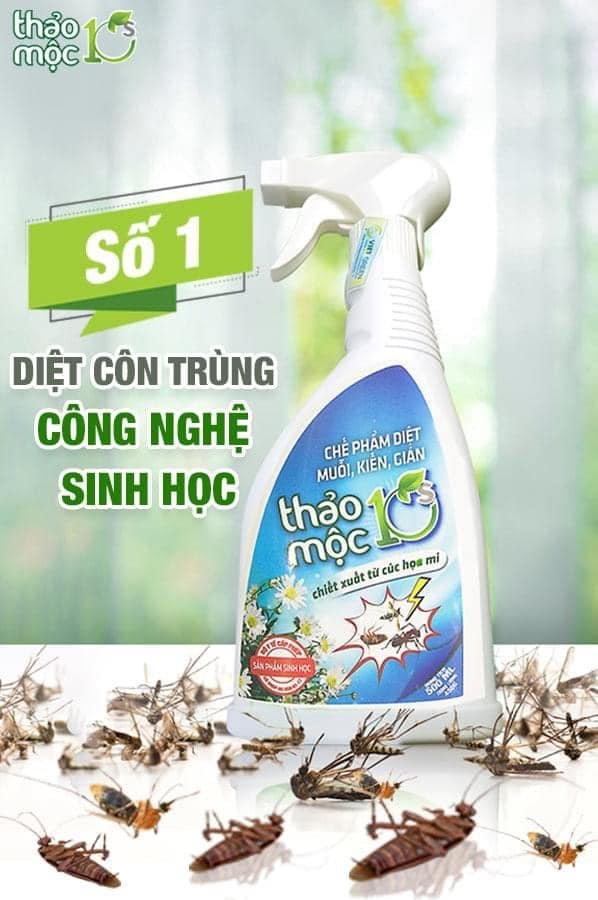 Chai xịt diệt côn trùng muỗi, kiến, gián Thảo mộc 10s sinh học 100% an toàn hiệu quả chai 500ml