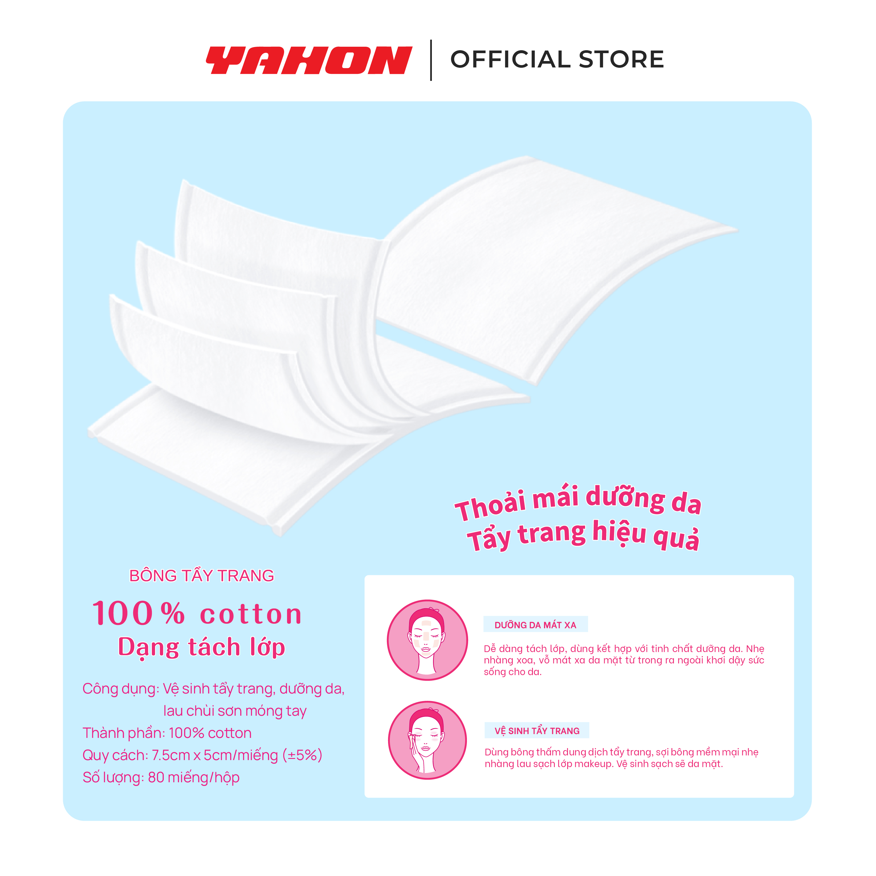 Bông Tẩy Trang PUFFME 5in1 5 Lớp Cao Cấp, 80 Miếng/Hộp