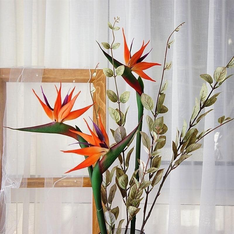 Hoa Giả - Cành Hoa Thiên Điểu Cao Su To dài 80cm decor trang trí cực sang chảnh
