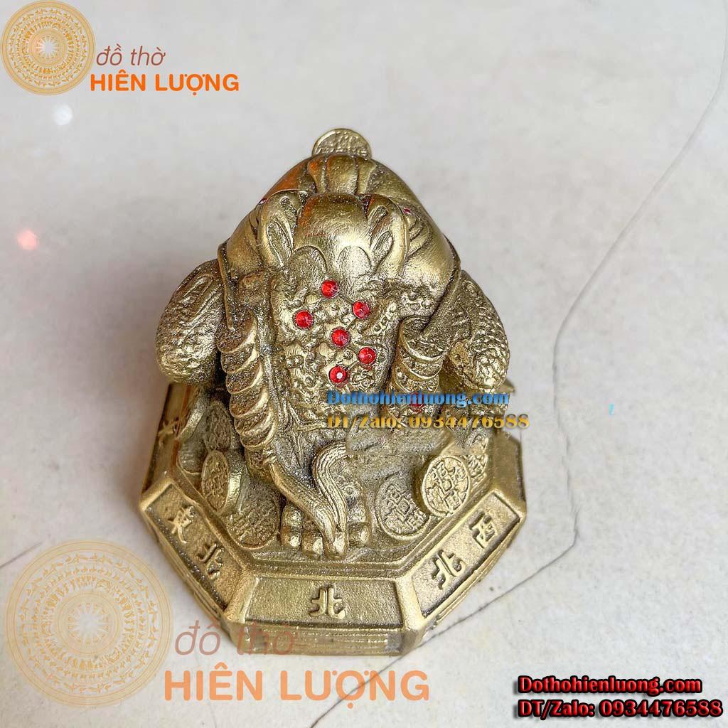 Tượng Thiềm Thư Ngậm Đồng Xu Ngồi Đế Bát Quái Bằng Đồng