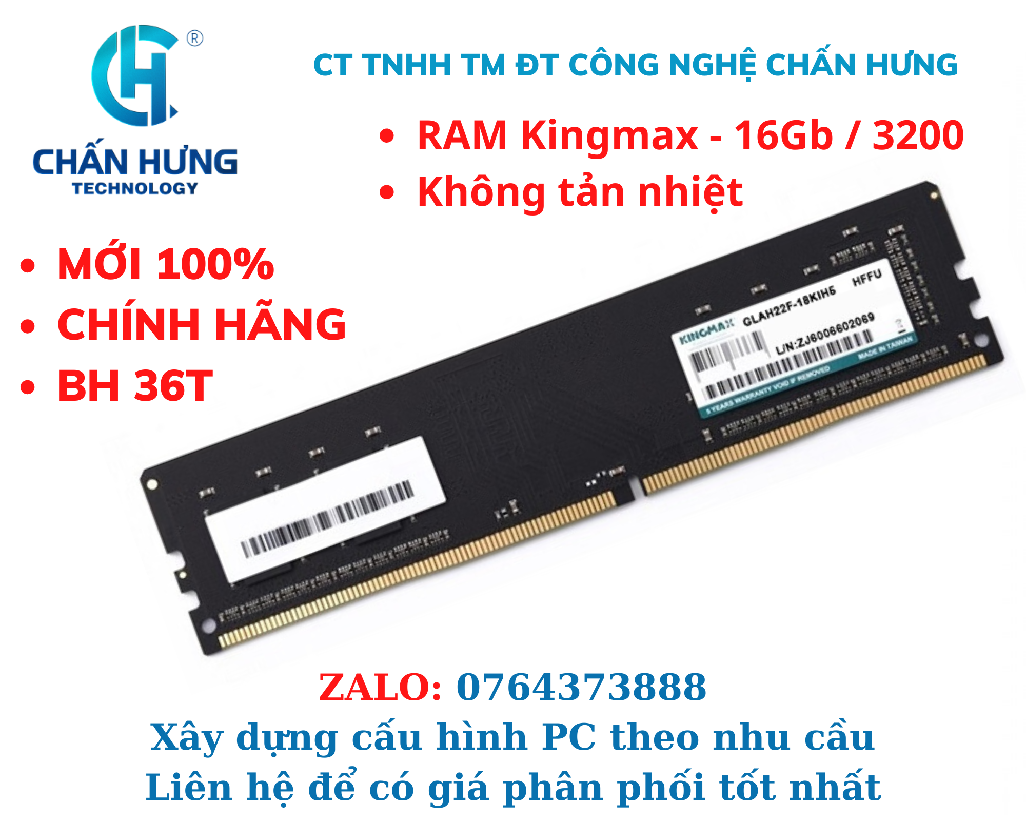 Ram PC Kingmax 16GB DDR4 bus 3200 - HÀNG CHÍNH HÃNG