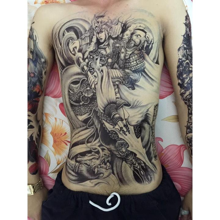 Hình xăm dán kín lưng tattoo full lưng đôi cánh thiên thần 34x48cm