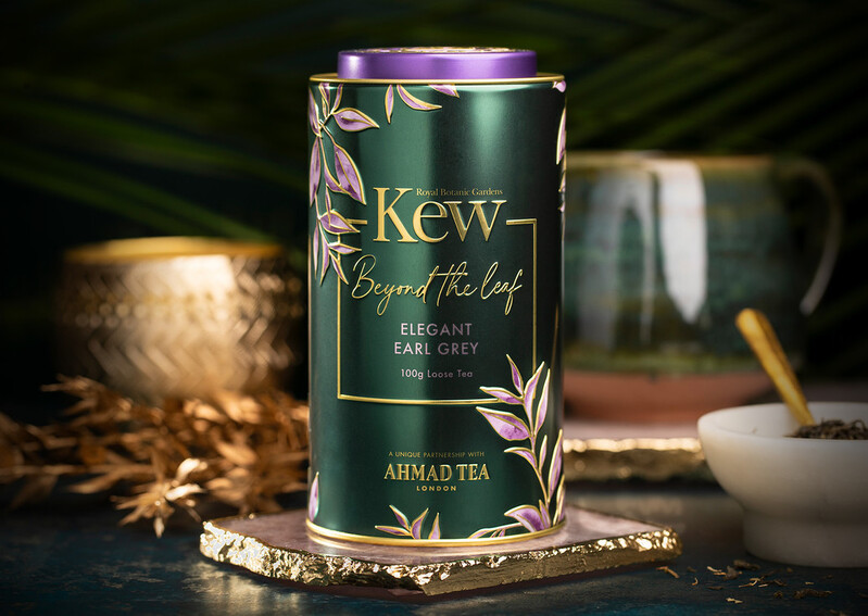 TRÀ AHMAD ANH QUỐC - KEW _ Hộp thiếc HÌNH TRỤ BÁ TƯỚC pha ấm - Elegant Earl Grey