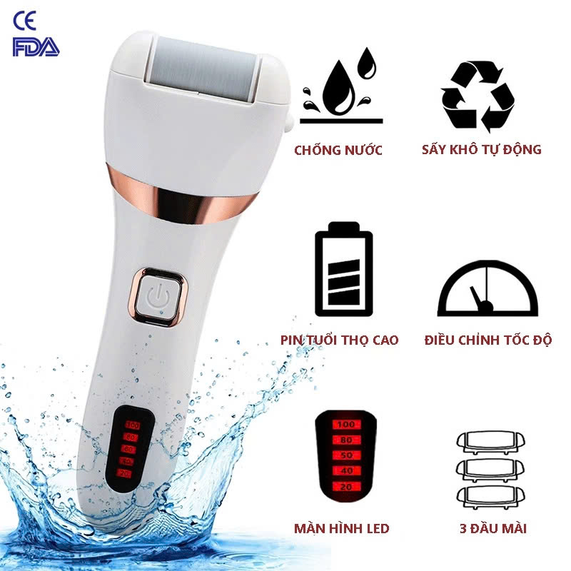 Máy Chà Gót Chân, Mài Gót Chân, Tẩy Da Chết Cao Cấp - Có Tích Điện, Tặng Kèm 3 Đầu Mài Thạch Anh 2 Chế Độ Mịn Da Quà Tặng Phụ Kiện 10 Món Cho Tiệm Nail Cá Nhân Nam Nữ Tại Nhà Văn Phòng - Giao Màu Ngẫu Nhiên