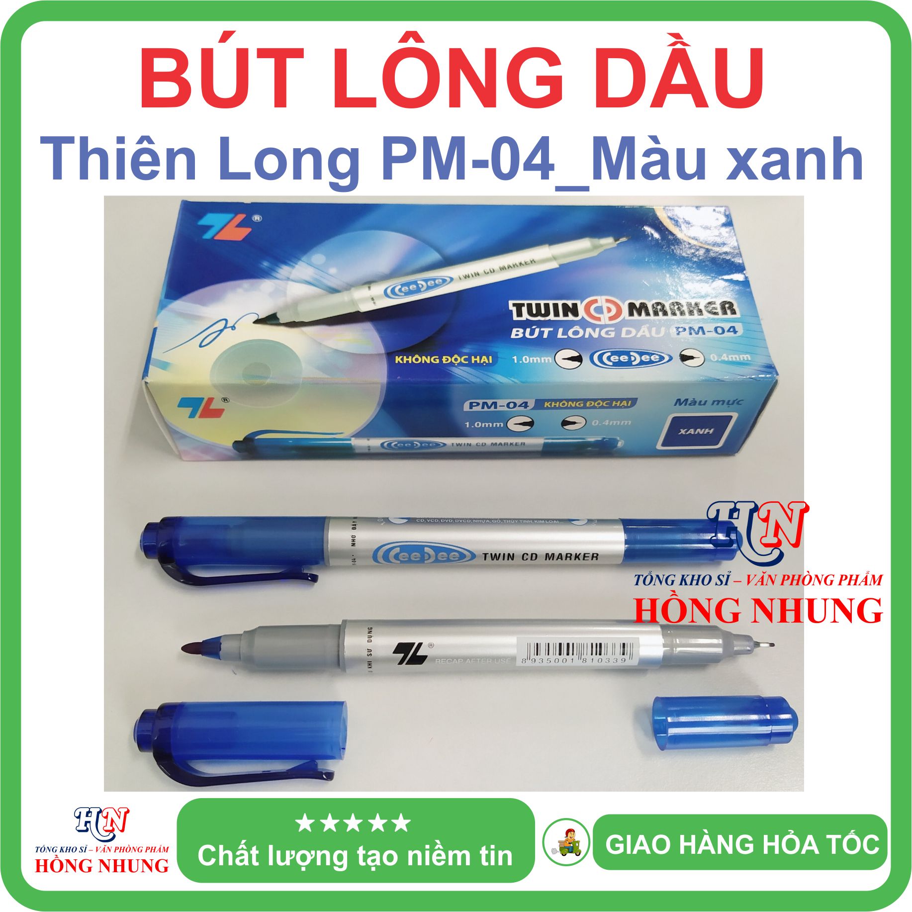 [SÉT] COMBO Hộp 10 Bút Lông Dầu PM-04, Nét viết đều, đậm và êm.