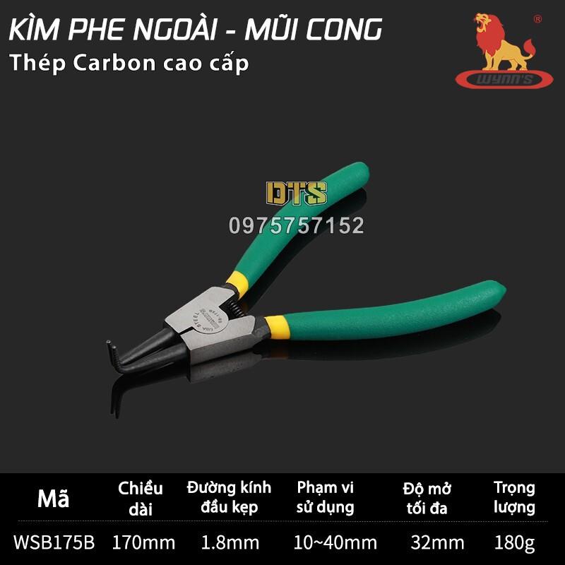 Kìm mở phe ngoài mũi cong công nghiệp WYNN'S 7 inch/ 170mm, kìm phanh thép Carbon cao cấp, kềm mở phe mũi cong mở ngoài